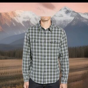 UGG For Men Army Green Plaid ANDERS Chest Pockets FLANNEL SHIRT Mens Size L